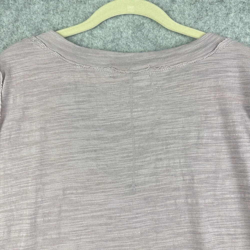 We The Free People Sundance Slub Tee Womens S Lilac Distressed Boho VNeck NEW